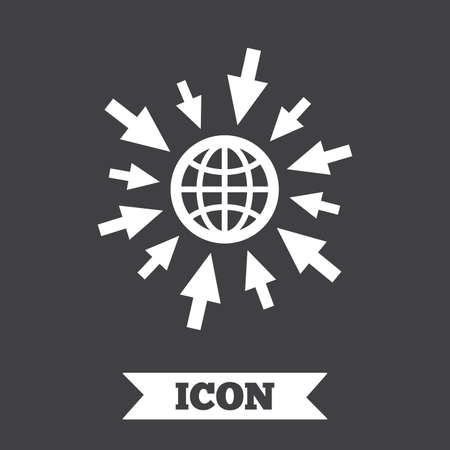Go to Web icon. Globe with mouse cursor sign. Internet access symbol. Graphic design element. Flat go to web symbol on dark background. Vectorのイラスト素材