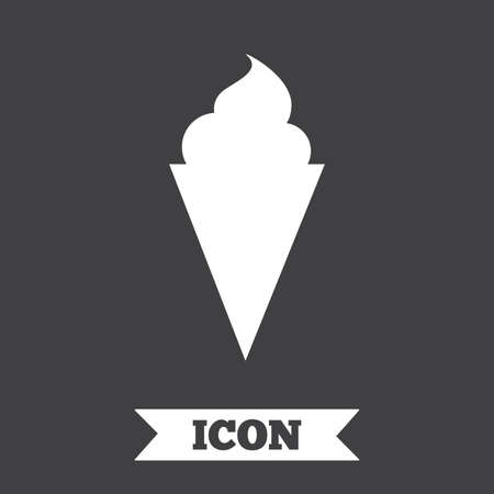Ice Cream in waffle cone sign icon. Sweet symbol. Graphic design element. Flat ice cream symbol on dark background. Vectorのイラスト素材