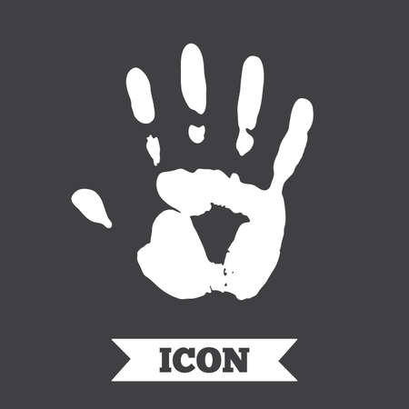 Hand print sign icon. Stop symbol. Graphic design element. Flat hand print symbol on dark background. Vectorのイラスト素材