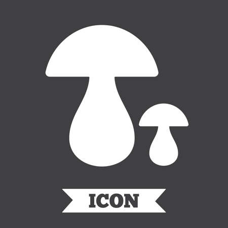 Mushroom sign icon. Boletus mushroom symbol. Graphic design element. Flat mushroom symbol on dark background. Vectorのイラスト素材