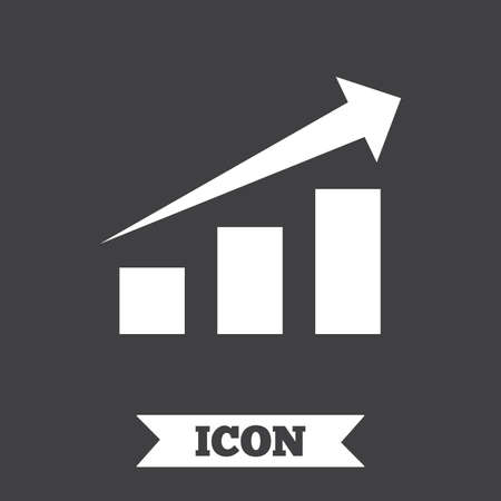 Chart with arrow sign icon. Success diagram symbol. Statistics. Graphic design element. Flat chart symbol on dark background. Vectorのイラスト素材