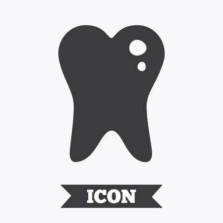 Caries tooth icon. Tooth filling sign. Dental care symbol. Graphic design element. Flat caries symbol on white background. Vectorのイラスト素材
