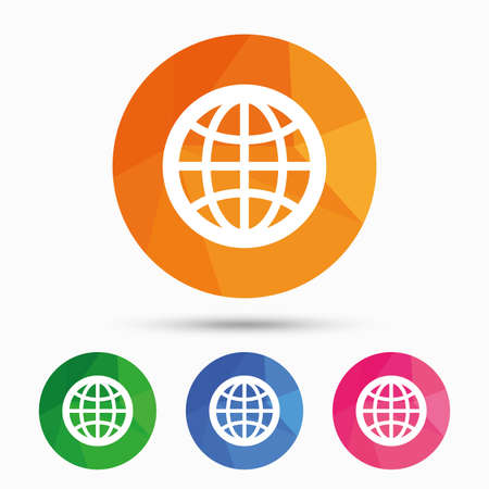 Globe sign icon. World symbol. Triangular low poly button with flat icon. Vectorのイラスト素材