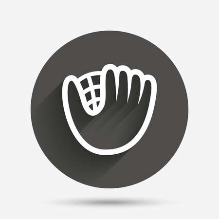 Baseball glove or mitt sign icon. Sport symbol. Circle flat button with shadow. Vectorのイラスト素材