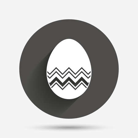 Easter egg sign icon. Easter tradition symbol. Circle flat button with shadow. Vectorのイラスト素材