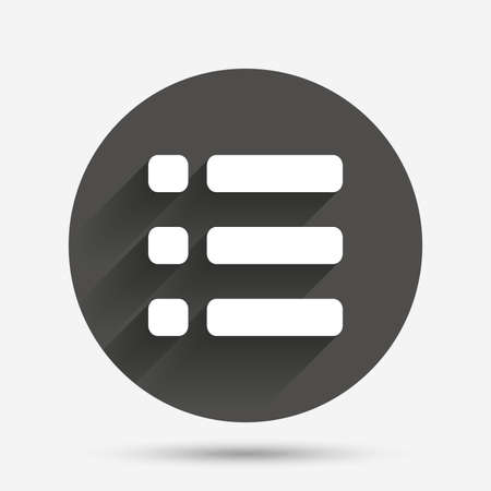 List sign icon. Content view option symbol. Circle flat button with shadow. Vectorのイラスト素材