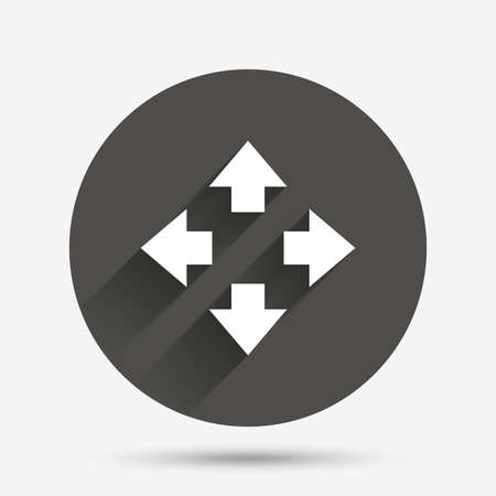 Fullscreen sign icon. Arrows symbol. Icon for App. Circle flat button with shadow. Vectorのイラスト素材