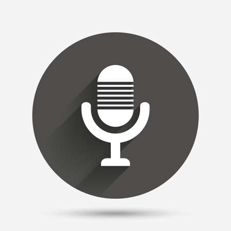 Microphone icon. Speaker symbol. Live music sign. Circle flat button with shadow. Vectorのイラスト素材