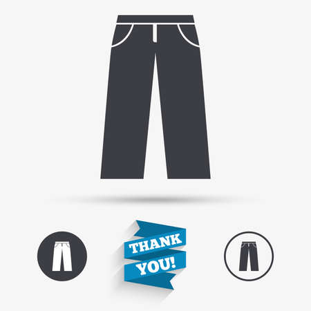 Men's jeans or pants sign icon. Casual clothing symbol. Flat icons. Buttons with icons. Thank you ribbon. Vectorのイラスト素材