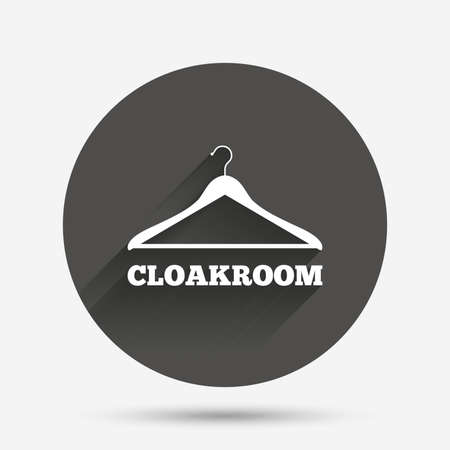 Cloakroom sign icon. Hanger wardrobe symbol. Circle flat button with shadow. Vectorのイラスト素材