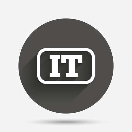 Italian language sign icon. IT Italy translation symbol with frame. Circle flat button with shadow. Vectorのイラスト素材
