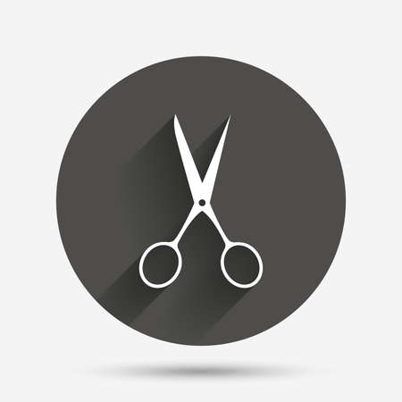 Scissors hairdresser sign icon. Tailor symbol. Circle flat button with shadow. Vectorのイラスト素材