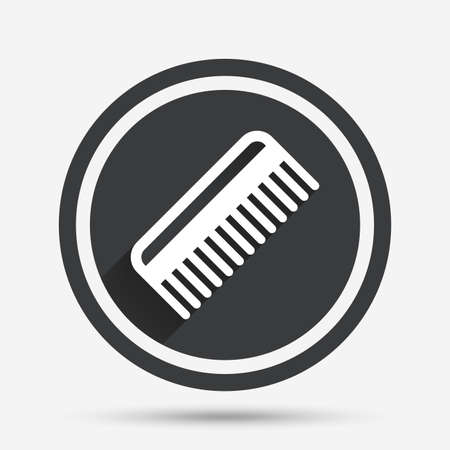 Comb hair sign icon. Barber symbol. Circle flat button with shadow and border. Vectorのイラスト素材