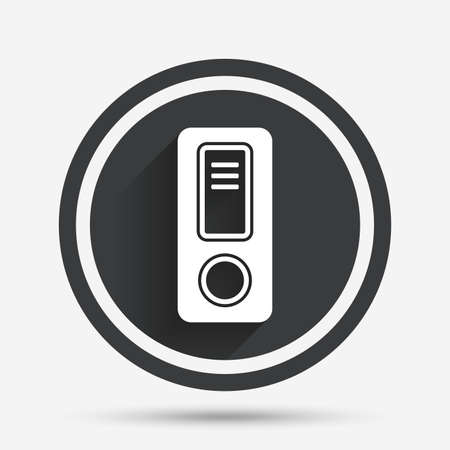 Document folder sign. Accounting binder symbol. Bookkeeping management. Circle flat button with shadow and border. Vectorのイラスト素材