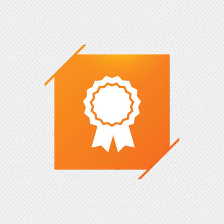Award medal icon. Best guarantee symbol. Winner achievement sign. Orange square label on pattern. Vectorのイラスト素材