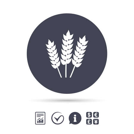 Agricultural sign icon. Gluten free or No gluten symbol. Report document, information and check tick icons. Currency exchange. Vectorのイラスト素材