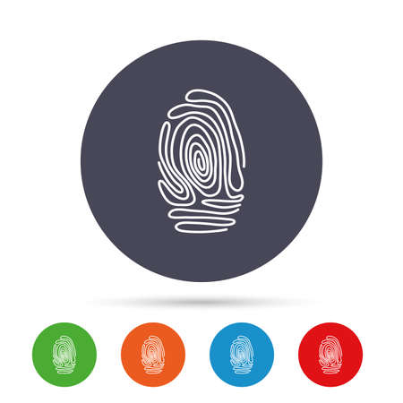 Fingerprint sign icon. Identification or authentication symbol. Round colourful buttons with flat icons. Vectorのイラスト素材