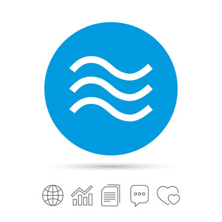 Water waves sign icon. Flood symbol. Copy files, chat speech bubble and chart web icons. Vectorのイラスト素材