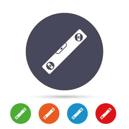 Bubble level sign icon. Spirit tool symbol. Round colourful buttons with flat icons. Vectorのイラスト素材
