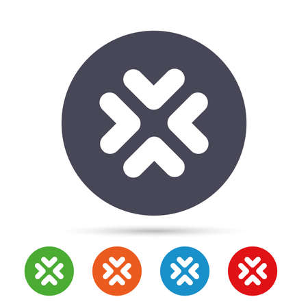 Enlarge or resize icon. Full Screen extend symbol. Round colourful buttons with flat icons. Vectorのイラスト素材