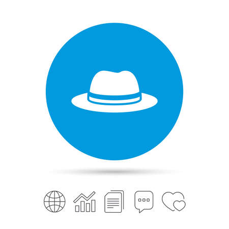 Top hat sign icon. Classic headdress symbol. Copy files, chat speech bubble and chart web icons. Vectorのイラスト素材