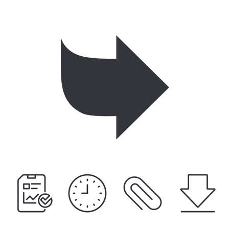 Arrow sign icon. Next button. Navigation symbol. Report, Time and Download line signs. Paper Clip linear icon. Vectorのイラスト素材