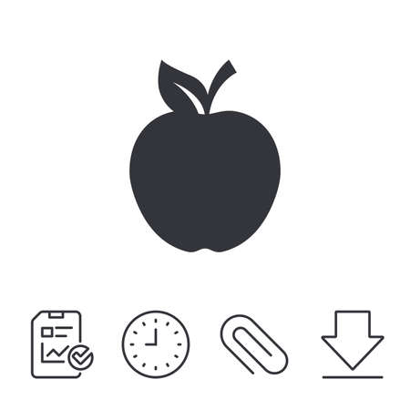 Apple sign icon, Time and Download line signs, Paper Clip linear icon.のイラスト素材