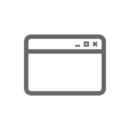 Browser window icon. Internet page symbol. Website empty template sign. Isolated flat icon on white background. Vectorのイラスト素材