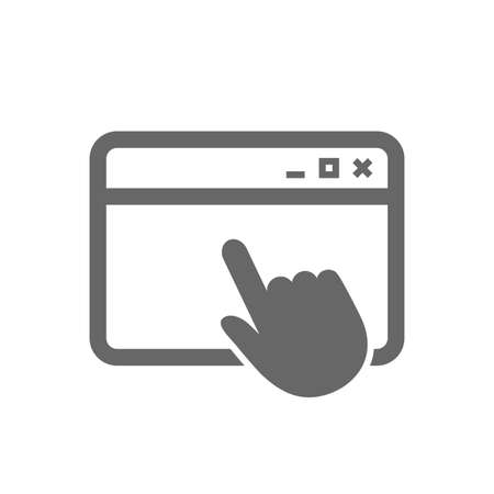 Click page icon. Browser window symbol. Website or internet sign. Isolated flat icon on white background. Vectorのイラスト素材