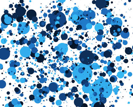 Abstract Blue Circles background. Random positioning of elements. Creative geometric backdrop. Colored dotted or bubbles design.のイラスト素材