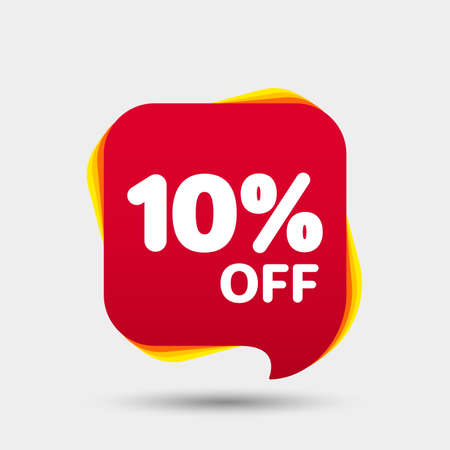 10 Percent Off Sale Discount Banner. Price tag. Special offer sale red label. Modern Sticker. Vector...