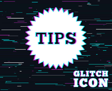Glitch effect. Tips sign icon. Star symbol. Service money. Background with colored lines. Vectorのイラスト素材
