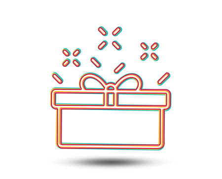 Gift box line icon. Present or Sale sign. Birthday Shopping symbol. Package in Gift Wrap. Colourful graphic design. Vectorのイラスト素材
