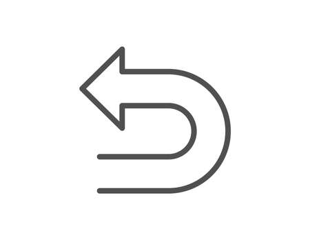 Undo arrow line icon. Left turn direction symbol. Navigation pointer sign. Quality design element. Editable stroke. Vectorのイラスト素材