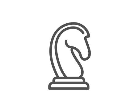 Chess Knight line icon. Marketing strategy symbol. Business targeting sign. Quality design element. Editable stroke. Vectorのイラスト素材