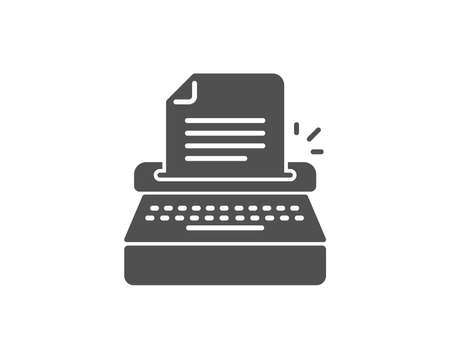 Typewriter simple icon. Copywriting sign. Writer machine symbol. Quality design elements. Classic style. Vectorのイラスト素材