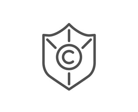 Ð¡opyright protection line icon. Copywriting sign. Shield symbol. Quality design element. Editable stroke. Vectorのイラスト素材