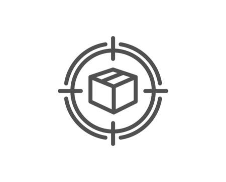 Parcel tracking line icon. Delivery monitoring sign. Shipping box in target symbol. Quality design element. Editable stroke. Vectorのイラスト素材