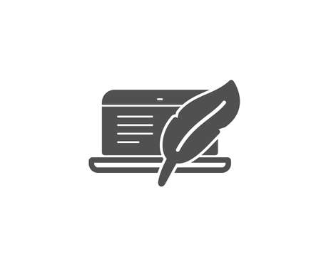 Copy writing notebook simple icon. Copyright feather sign. Media content symbol. Quality design elements. Classic style. Vector illustration.のイラスト素材