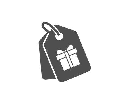 Coupons with Gifts simple icon. Present box or Sale sign. Birthday Shopping symbol. Package in Gift Wrap. Quality design elements. Classic style.のイラスト素材