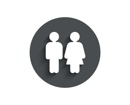 Restroom simple icon. WC toilet sign. Public lavatory symbol. Circle flat button with shadow. Vectorのイラスト素材