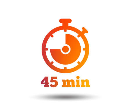 Timer sign icon. 45 minutes stopwatch symbol. Blurred gradient design element. Vivid graphic flat icon. Vector illustration.のイラスト素材