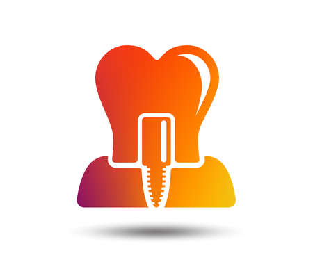 Tooth implant icon. Dental endosseous implant sign. Dental care symbol. Blurred gradient design element. Vivid graphic flat icon. Vector illustration.のイラスト素材