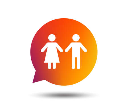 Toilet sign icon. Restroom or lavatory speech bubble symbol. Blurred gradient design element. Vivid graphic flat icon. Vector illustration.のイラスト素材