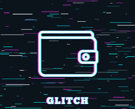 Glitch effect. Money Wallet line icon. Cash symbol. Payment method sign. Background with colored lines. Vectorのイラスト素材