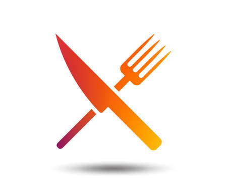 Food sign icon. Cutlery symbol. Knife and fork. Blurred gradient design element. Vivid graphic flat icon. Vector illustration.のイラスト素材