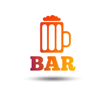 Bar or pub sign icon. Glass of beer symbol. Alcohol drink symbol. Blurred gradient design element. Vivid graphic flat icon. Vector illustration.のイラスト素材