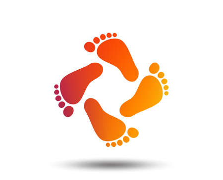 Baby footprints icon. Child barefoot steps. Toddler feet symbol. Blurred gradient design element. Vivid graphic flat icon. Vectorのイラスト素材