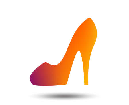Women sign. Women's shoe icon. High heels shoe symbol. Blurred gradient design element. Vivid graphic flat icon. Vectorのイラスト素材