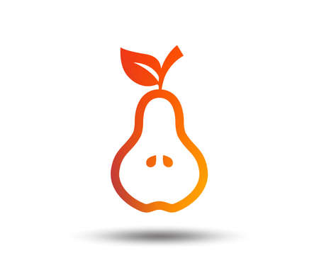 Pear with leaf sign icon. Fruit with seeds symbol.のイラスト素材